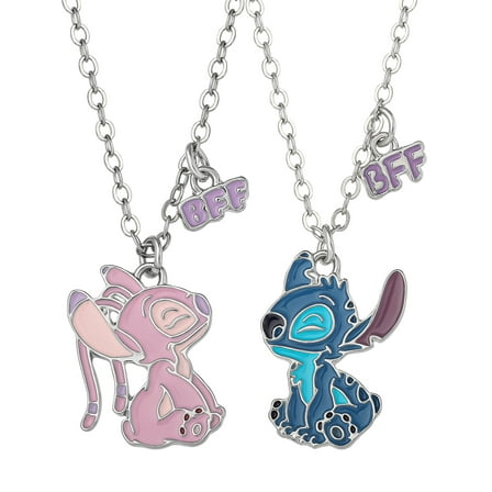 Disney Girls/Tween Stitch and Angel BF Necklace Set, 16"   3" Extender