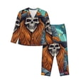 thumbnail image 1 of Balery Cartoon Pumpkin Skull Conjunto de Pijama con Estampado para Mujer, Conjunto de Dos Piezas con Manga Larga, Ropa de Dormir Suave con Bolsillos, Pijamas Cómodos-XX-Large, 1 of 7