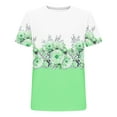 thumbnail image 4 of Aloohaidyvio Going out Tops for Women,Womens Summer Fashion Flower Print Round Neck Short Sleeve T-Shirt Tops, 4 of 5