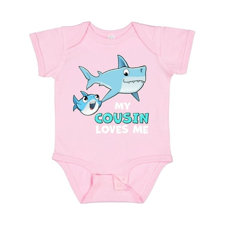 

Inktastic My Cousin Loves Me with Cute Sharks Gift Baby Boy or Baby Girl Bodysuit