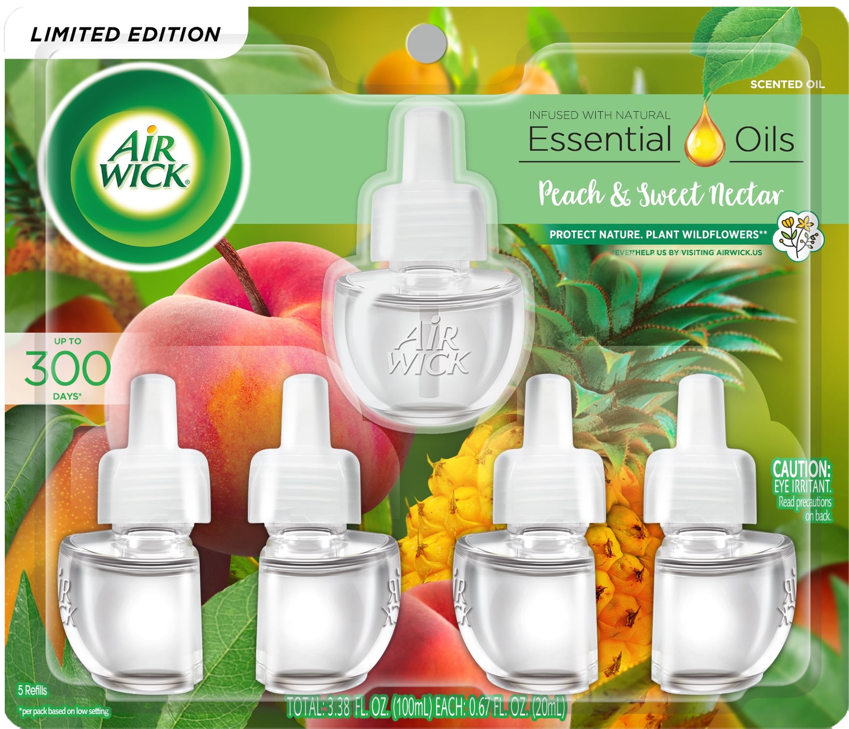 Air Wick Essential Oils Scented Oil Refills, Peach & Sweet Nectar - 2 refills, 1.34 fl oz