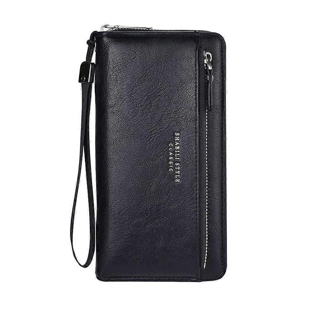 Men's Long Wallet with External Card Slots Men's Clutch Bag in Soft Leather