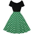 thumbnail image 3 of QUYUON Women Vintage Cocktail Swing Dress Casual Loose Polka Dot Printed Off the Shoulder Retro Cocktail Party Prom Dresses Bridesmaid Dress Formal Prom Tea Dress A Line Midi Gown, Green XXL, 3 of 6