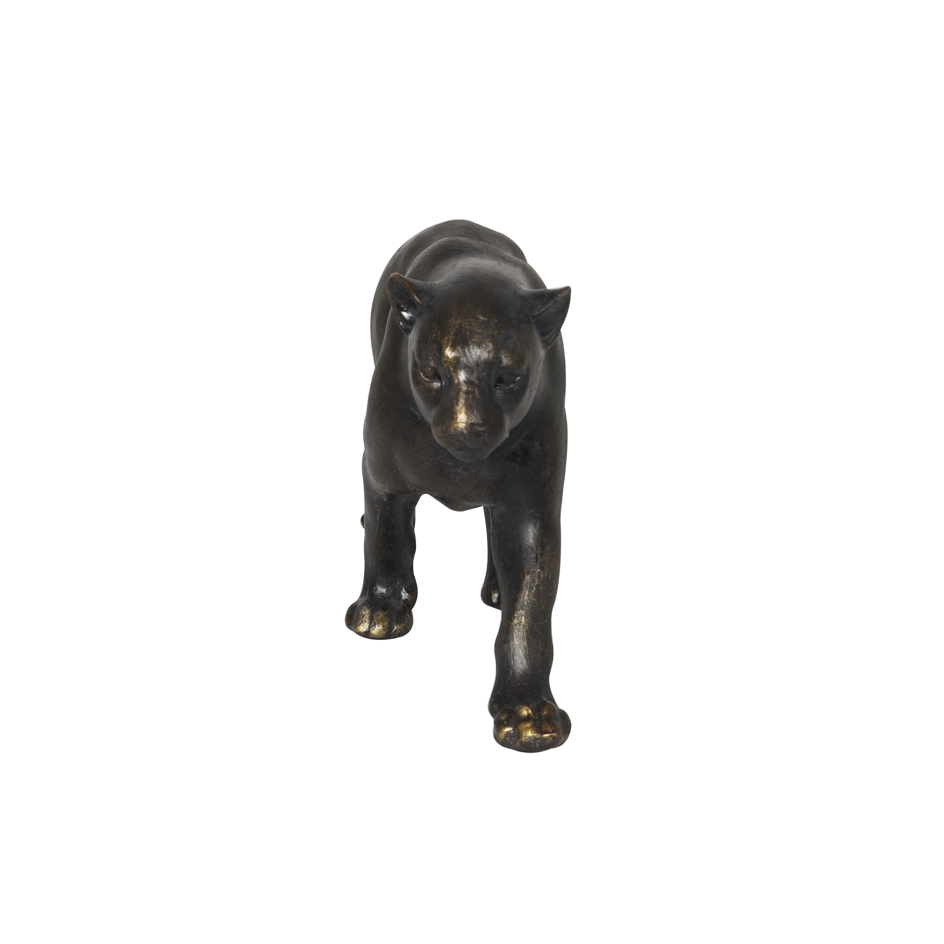 15" x 6" Black Polystone Leopard Sculpture with Gold Accents, by DecMode