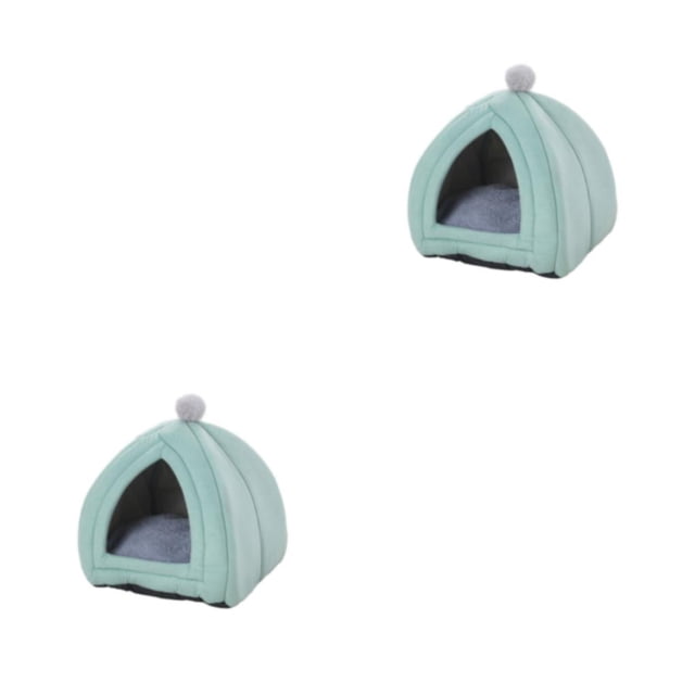 Billuyoard casa portátil para mascotas casa nido de descanso de invierno PP algodón tienda de dormir casa de animales pequeños suministros para Verde 33x33x36cm 2piezas
