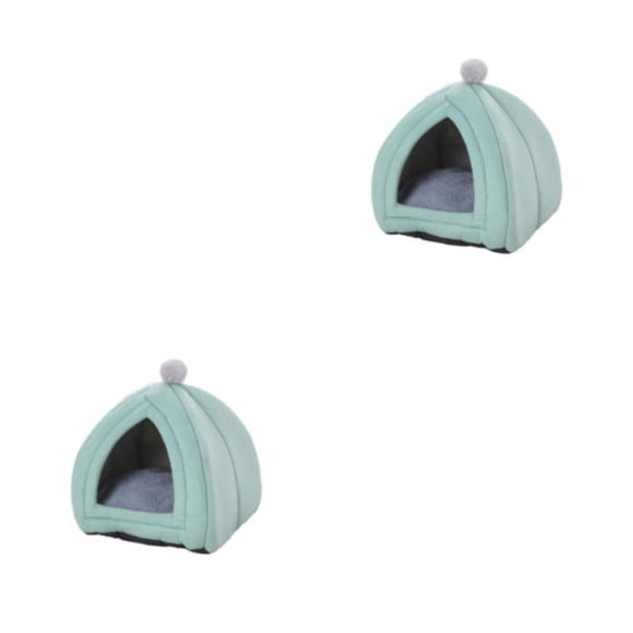 Billuyoard casa portátil para mascotas casa nido de descanso de invierno PP algodón tienda de dormir casa de animales pequeños suministros para Verde 33x33x36cm 2piezas