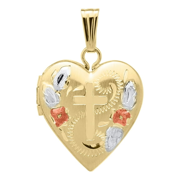 14k Yellow Gold 1/2 inch Heart Locket Pendant