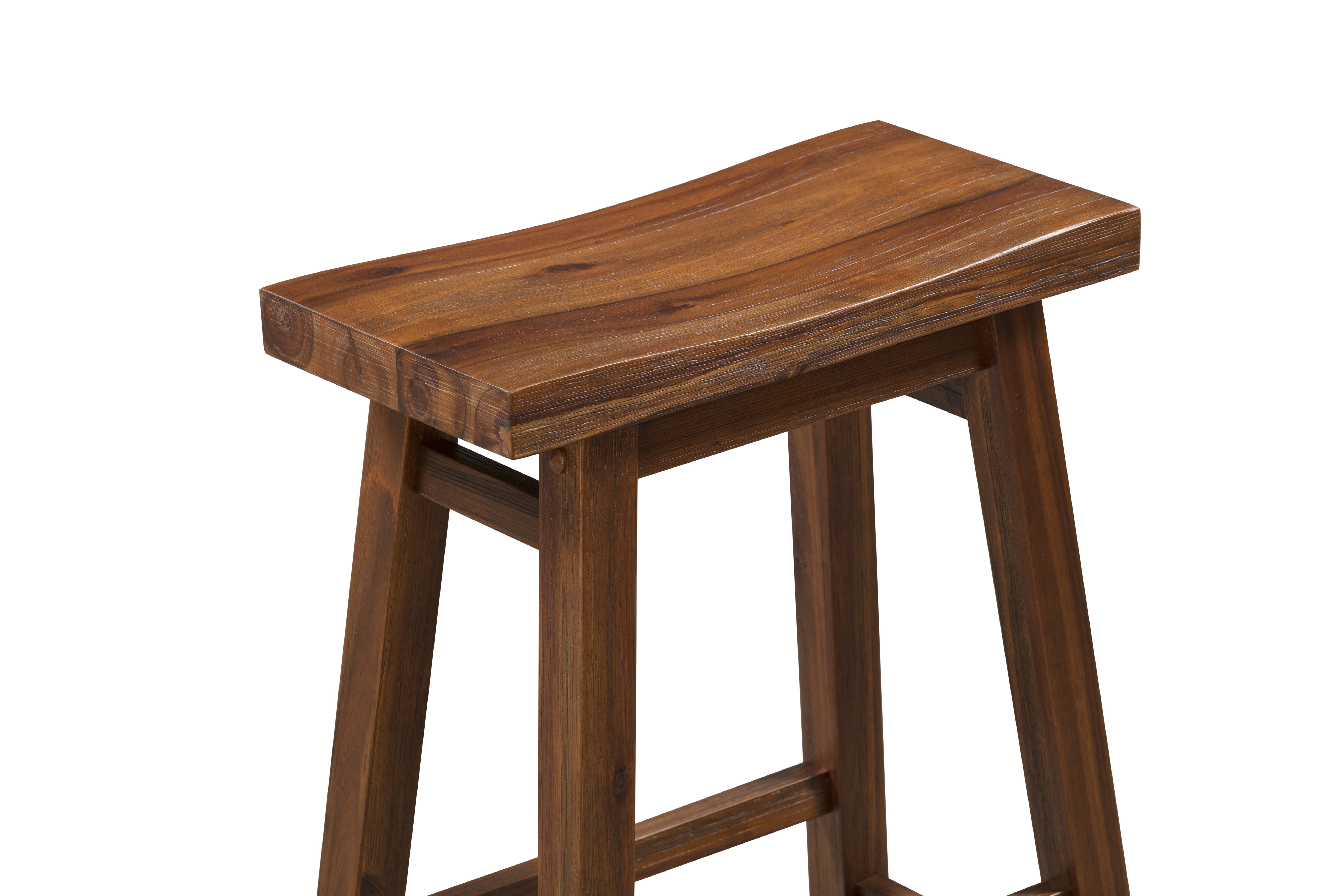 Boraam Sonoma Bar Height Backless Wood Kitchen Saddle Barstool - Chestnut Wire-Brush - Set of 2