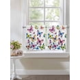 thumbnail image 4 of Colorful Butterfly 2 Panel Kitchen Curtains for Small Windows, Elegant Pastoral Butterflies Watercolor Bathroom Tier Curtain, Short Window Treatment for Bedroom/Living Room 55"x36", 4 of 6