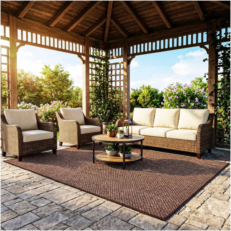 8'x12' Indoor-Outdoor Rug, Ideal for Porches, Patios, Gazebos, Sun