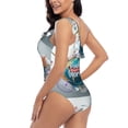 thumbnail image 4 of Easygdp Travel Around The World Women's One Shoulder Ruffle Monokini Bathing Suits with Removable Chest Pad, Quick Drying - Medium, 4 of 8