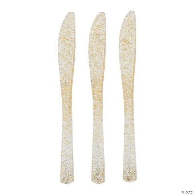 Gold Glitter Plastic Knives - 48 Ct., Birthday, Party Supplies, 48 Pieces