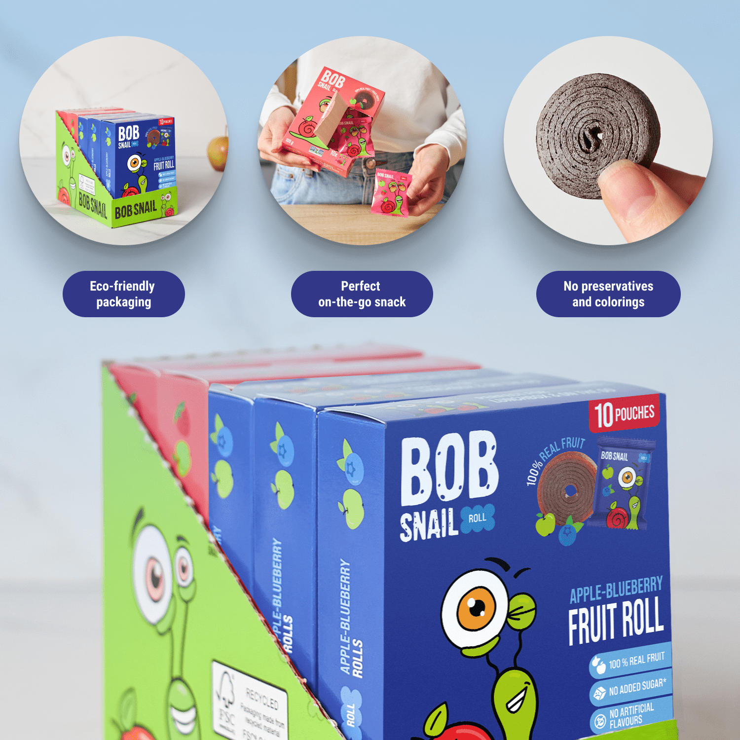 Bob Snail Healthy Snacks Gluten-Free Fruit Roll Ups, 50 ct Family Pack