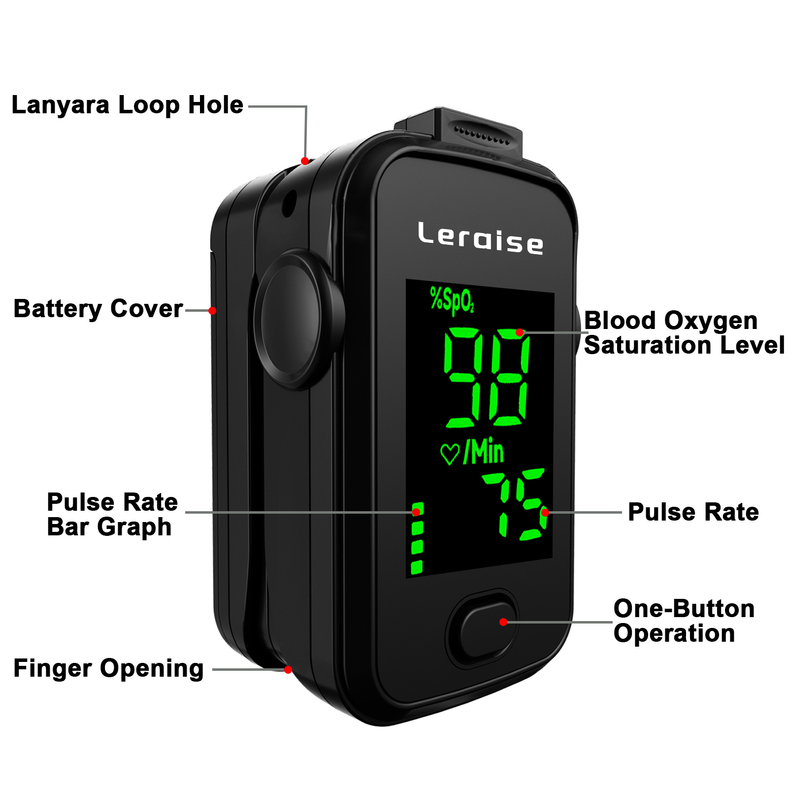 Leraise Fingertip Pulse Oximeter With Lanyard photo 2