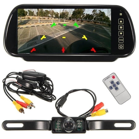 iMeshbean 7" LCD Mirror Monitor+Wireless Car Reverse Rear View Backup Camera Night Vision