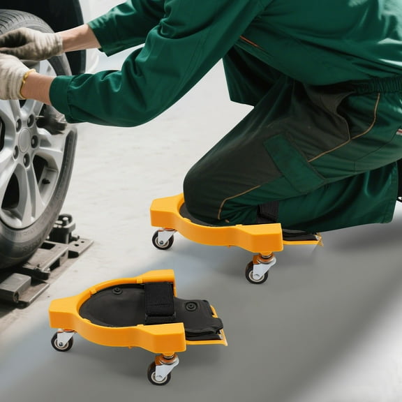 Rolling Knee Pads with 3 Wheels, Flexible Sliding Knee Pads w/Adjustable Straps for Laying Tiles, Wood Flooring, Carpet
