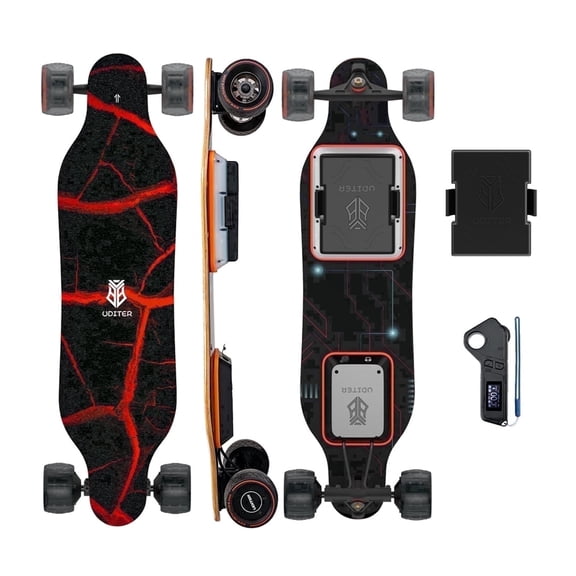 UDITER S3 Electric Skateboard with Swappable Battery, 1200W Dual Hub-Motors, 28 mph, 13 mile Range, 4 Speed Modes for Adults & Beginners