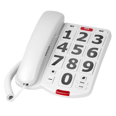 Big Button Phone for Seniors, Landline Corded Phone for Elderly, Adjustable Volume Large Key Wired Telephone for Visually Impaired/Hearing Damage Old People, Extra Loud Ringer