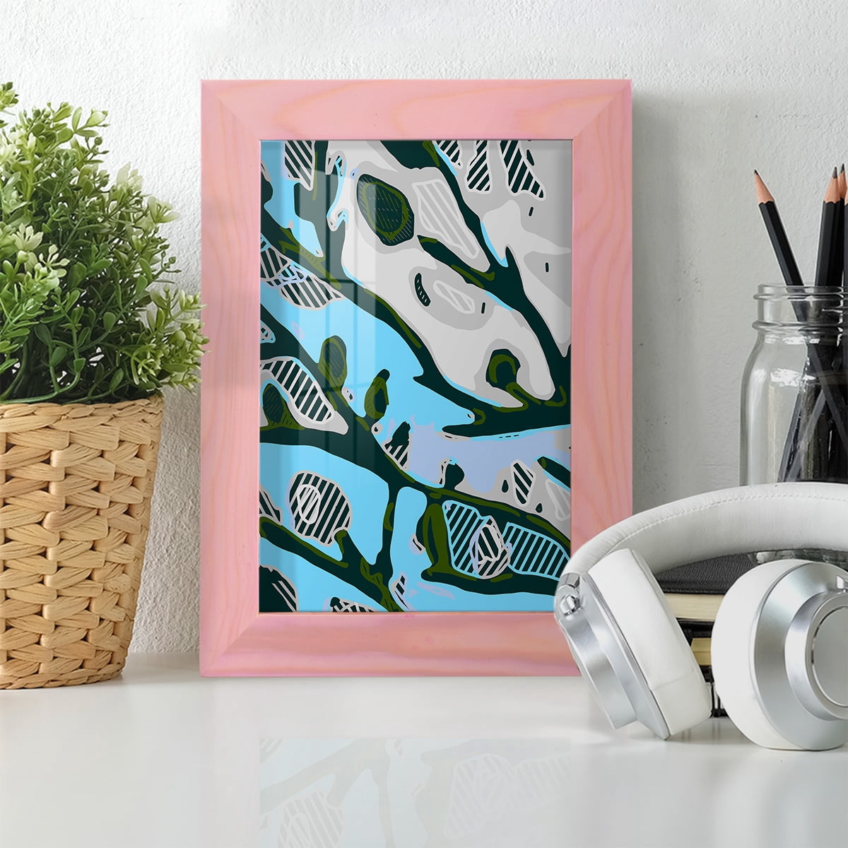Abstract Tree Limbs I -Framed Print w/glass-Sunset Pink