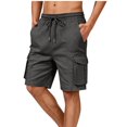 thumbnail image 2 of Tumotour Summer Cargo Shorts For Men'S Solid Color Pocket Drawstring Bermuda Shorts Elastic Waistband Straight-Leg Shorts, 2 of 2