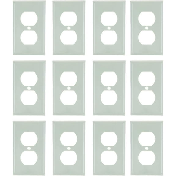 Diodesy- Pack of 12 E211I 1-Gang Duplex Receptacle Wall Plate with Matching Metal Screws, Electrical Switch Outlet Covers, Unbreakable Ivory Gloss Finish, Smooth Round Edge, Plug Covers, UL Listed