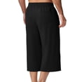 thumbnail image 6 of Yertdoel Men's Shorts Solid Color Elastic Waist Drawstring Below Knee Casual 3/4 Shorts with Pockets Soft Lightweight Breathable Outdoor Workout Running Summer Casual Shorts, 6 of 7