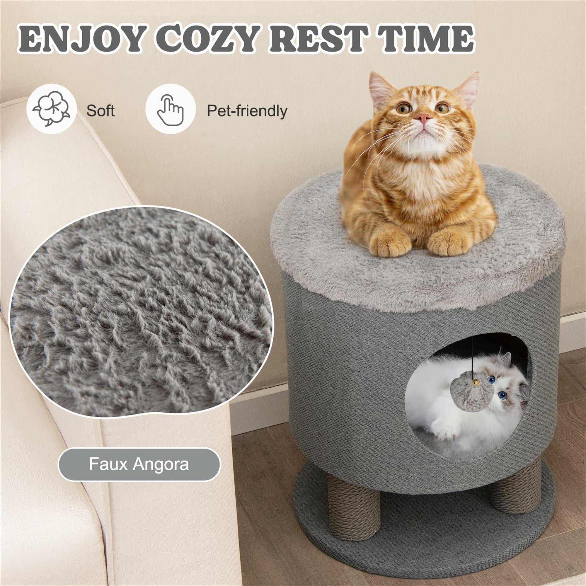 Kadyn 18" 3-in-1 Cat Cave Bed, Cat House for Indoor Cats, Cat Condo Modern Cat Nest Cute Prevents Furniture Damage Cat Shelter, Gray