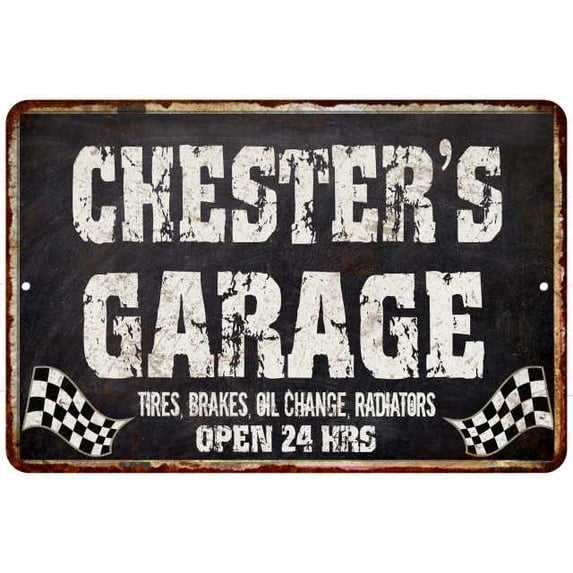 CHESTER'S Garage Black Grunge Sign 8x12 Decor Gift 208120005381