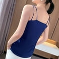 thumbnail image 2 of SWSMCLT Women's V Neck Top Soft Satin Loose Cooling Fall Spandex Slimming Cami Shirt Vest Summer Sleeveless Navy X-Small, 2 of 3