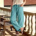 thumbnail image 3 of Womens Wide Leg Barrel Pants Palazzo Casual Flowy Beach Cropped Harem Pants Summer 2026 Casual Drawstring Capris (Turquoise,2XL), 3 of 5