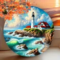 thumbnail image 2 of HELLOYOUNG Vintage Lighthouse Tin Metal Plaque 8x8 Inch Round Rustic Ocean View Wall Decor for Home Office Mother’s Day Gift, 2 of 6