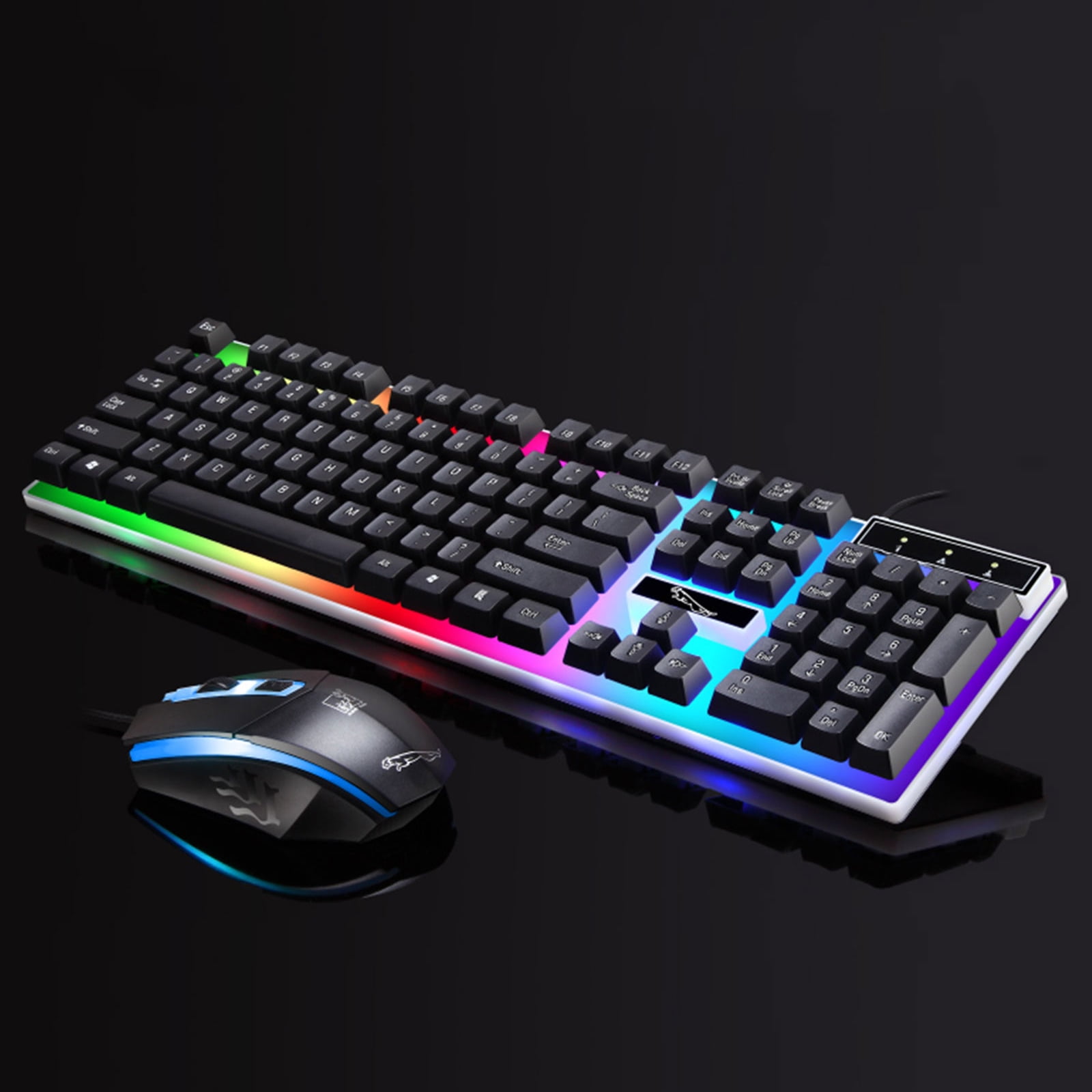 TSV Gaming LED Wired Keyboard and Mouse Combo with Emitting Character