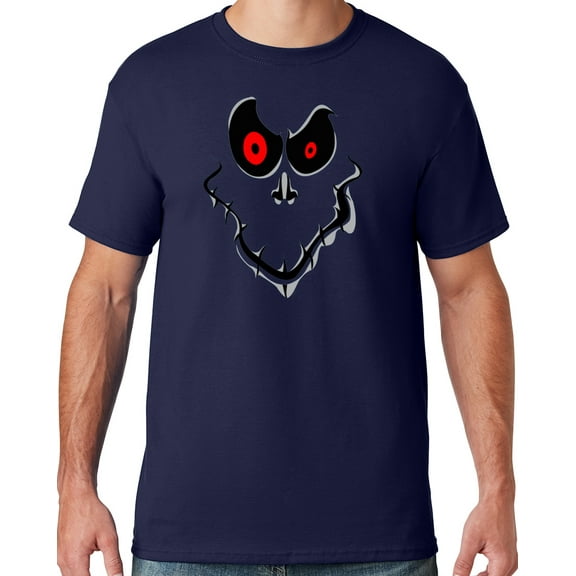 Mens Halloween Ghost Face Scary T-shirt, Large Navy Blue