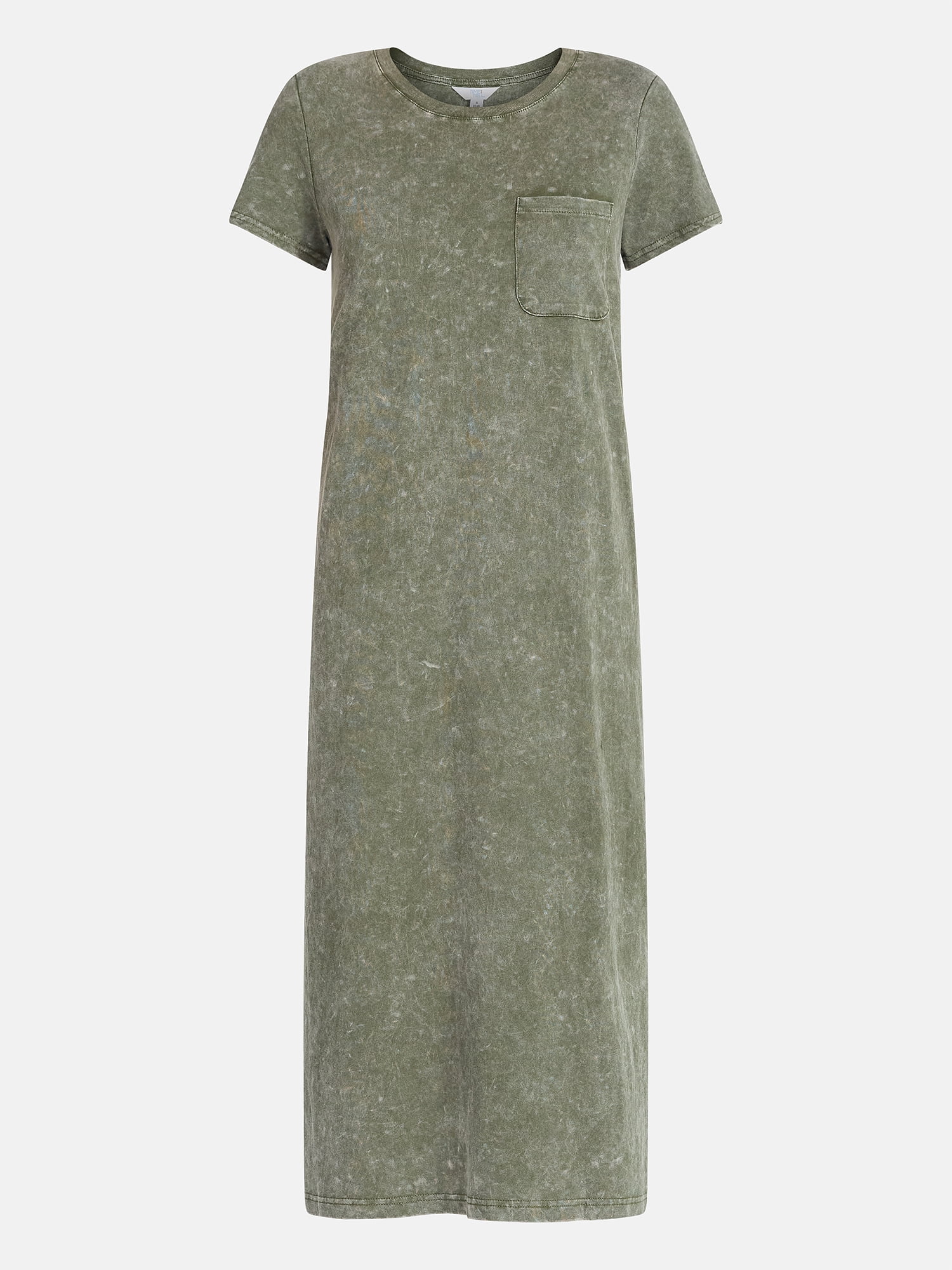 Time and Tru Women's Cotton Midi T-Shirt Dress with Short Sleeves, Sizes XS-XXXL