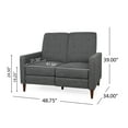 thumbnail image 4 of GDF Studio Manville Contemporary Faux Leather Tufted Loveseat Pushback Recliner, Gray Fabric and Dark Espresso, 4 of 13