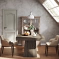 thumbnail image 4 of Finmind Square Dining Table for 4, 31.5-inch Farmhouse Kitchen Table with Sturdy Pedestal Base, Wood Dinner Table for Living Room, Light Gray, 4 of 7