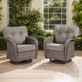 thumbnail image 2 of POCASSY Swivel Patio Chairs Set of 2, Wide Backrest Outdoor Swivel Glider Rocking Chairs with All Weather Brown Wicker with Comfort 5" Thick Cushion for Porch Balcony, Gray Cushion, 2 of 11
