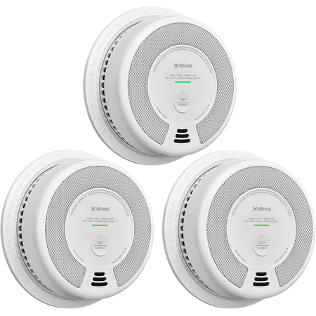 X-Sense 2-in-1 Smoke Detector Carbon Monoxide Detector Combo 10 Year Battery, Wireless Fire & CO Alarm, SC06, 3-Pack