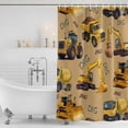 thumbnail image 3 of Construction Truck Shower Curtain, Waterproof Shower Curtains for Bathroom, Cartoon Grips and Bulldozers Turmeric Washable Fabric Bathtub Curtain Set Bath Decor with 12 Hooks Extra Long 72"x96", 3 of 8