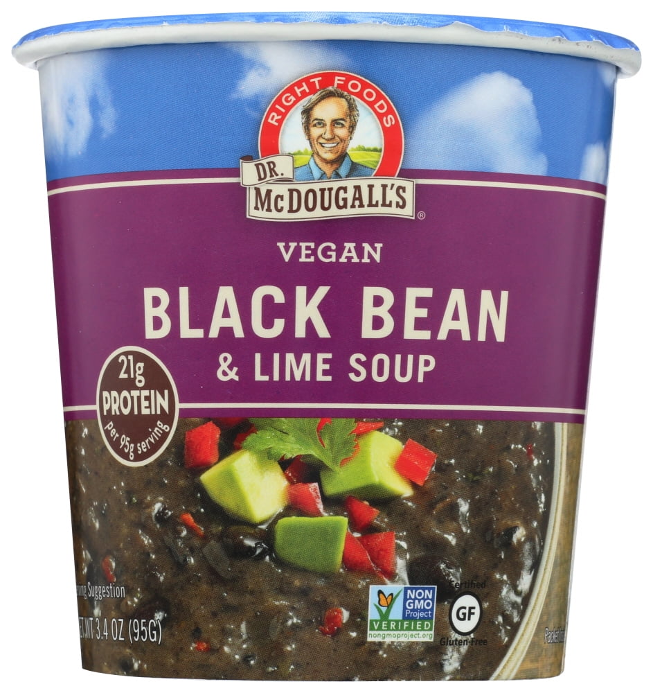 Dr. Mcdougall's Vegan Black Bean And Lime Soup Big Cup, (Case of 6) 3.4 oz