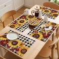 thumbnail image 5 of Sunflower Black Check Placemats Set of 6 Farmhouse Flowers Butterfly Place Mats Indoor Wipeable Table Mats Washable Cloth Dining Table Placemats for Kitchen Holiday Party Home Decor 13x19 Inch, 5 of 9