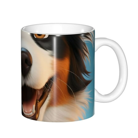 

Yiaed Playful Smile Cute Dog Print Ceramics Coffee Large Handle Design Extra Large Tea and Coffee Cup for Office and Home Mugs