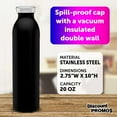 thumbnail image 4 of Posh Stainless Steel Water Bottles 20 oz. Set of 6, Bulk Pack - Double Wall, Perfect for Coffee, Soda, Other Hot & Cold Beverages - Black, 4 of 5