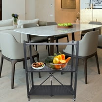 Miumaeov Storage 3 Tier Wide Folding Metal Shelf Rolling Trolley Utility Cart Black