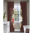 thumbnail image 4 of Cherry Blossoms Sheer Curtains 84 Inch Length 2 Panels Set for Living Room/Bedroom, Japanese Spring Floral Leaves Rustic Brown Kitchen Curtains Grommet Semi-Sheer Curtains Window Treatments 42"x84"x2, 4 of 7