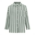 thumbnail image 3 of Womens Button Down Blouse, Yigetop Womens Striped Button Down Shirts Classic Long Sleeve Stylish Collared office Work Blouses Tops Long Sleeve Blouses for Women Green M, 3 of 7