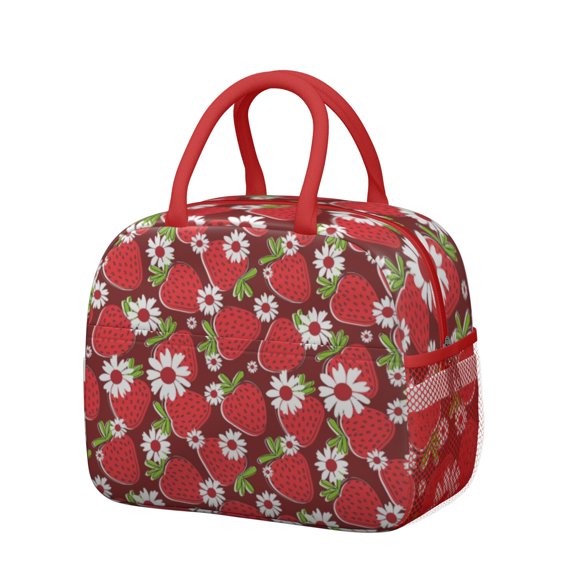 Obrewu Strawberry Plants Fruit Lunch Bag for Adult, Insulated, Leakproof, Oxford Cloth