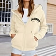 thumbnail image 2 of Ediodpoh Unisex Zip up Hoodie with Print Casual Warm Pullover Jacket for Outdoor Sports Winter Cozy Soft Hooded Sweatshirt with Pockets Hoodies and Sweatshirts CALIFORNIA Beige M, 2 of 5