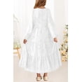 thumbnail image 3 of Vestido MITILLY de manga larga para niñas, maxi, 12 años, blanco, 3 of 5