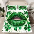 thumbnail image 2 of Feelyou Kid Gnome Shamrock Bed Sheets, Lips Love Heart King Sheets, 4 Pieces, 2 of 7